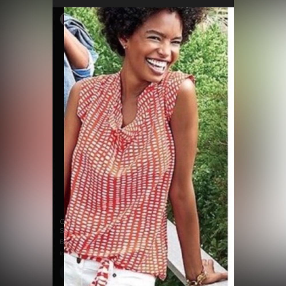 CAbi Orange and White Blouse